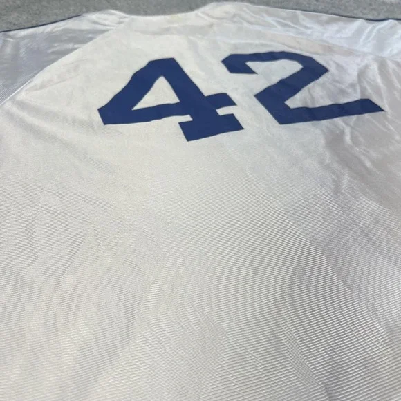 Brooklyn Dodgers Jersey Mens XL MLB‎ Baseball Jackie Robinson 42 Full Zip White - Picture 5 of 9